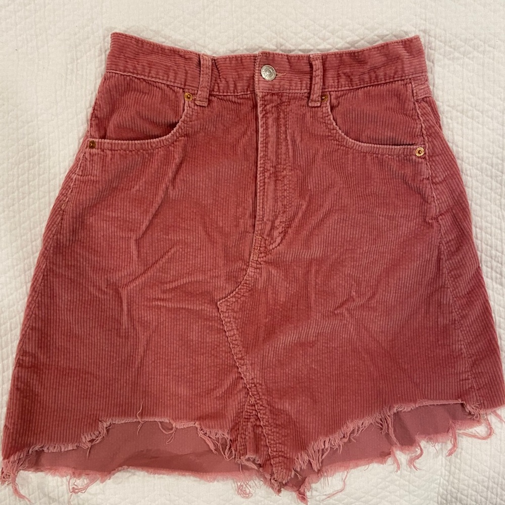 cut jean skirt pink zara
